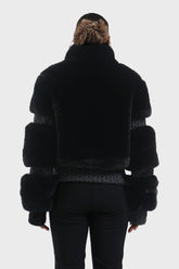 Elegant Women's Black Faux Fur Slim Fit Ski Jacket